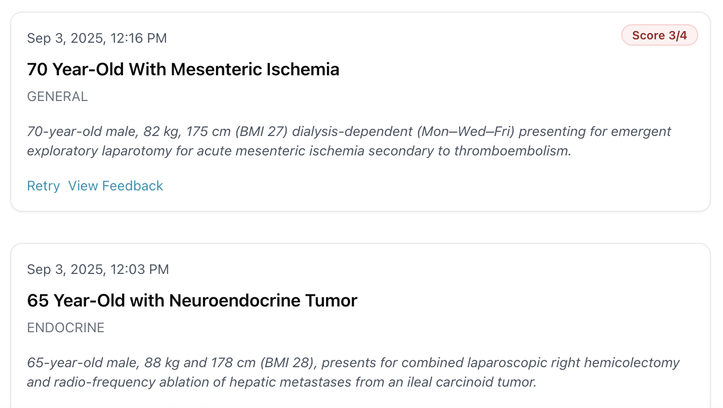 Progress dashboard with charts showing performance trends and session history over time.